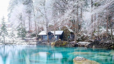 Blue lake in Switzerland